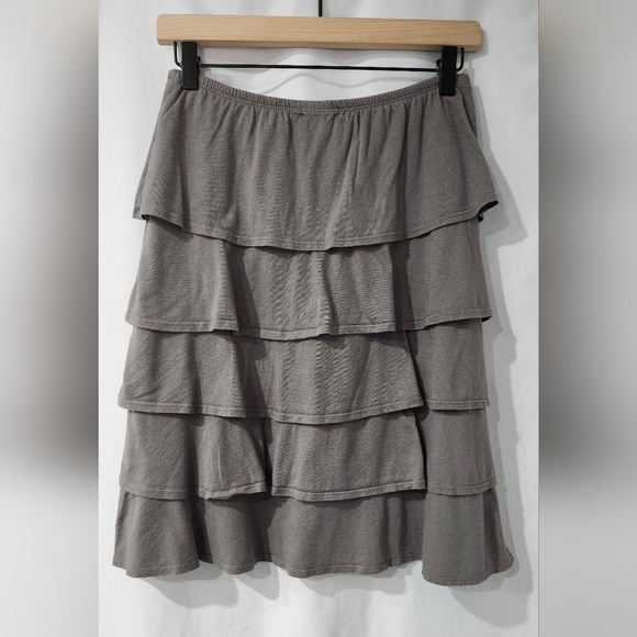 Garnet Hill Womens Ruffle Mini Skirt Size XS Gray Flutter Fairygrunge Whimsigoth - Picture 3 of 6